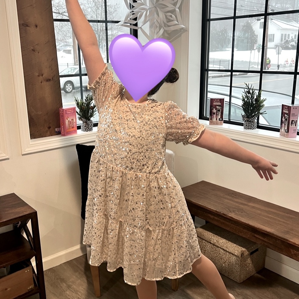 Sparkling Silver Sequin Kids Dress